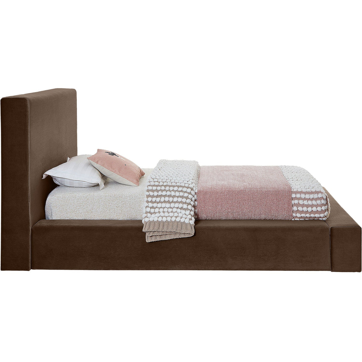 Dorian Brown Velvet Upholstered Bed