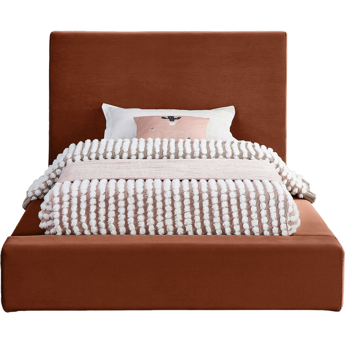 Dorian Cognac Velvet Upholstered Bed