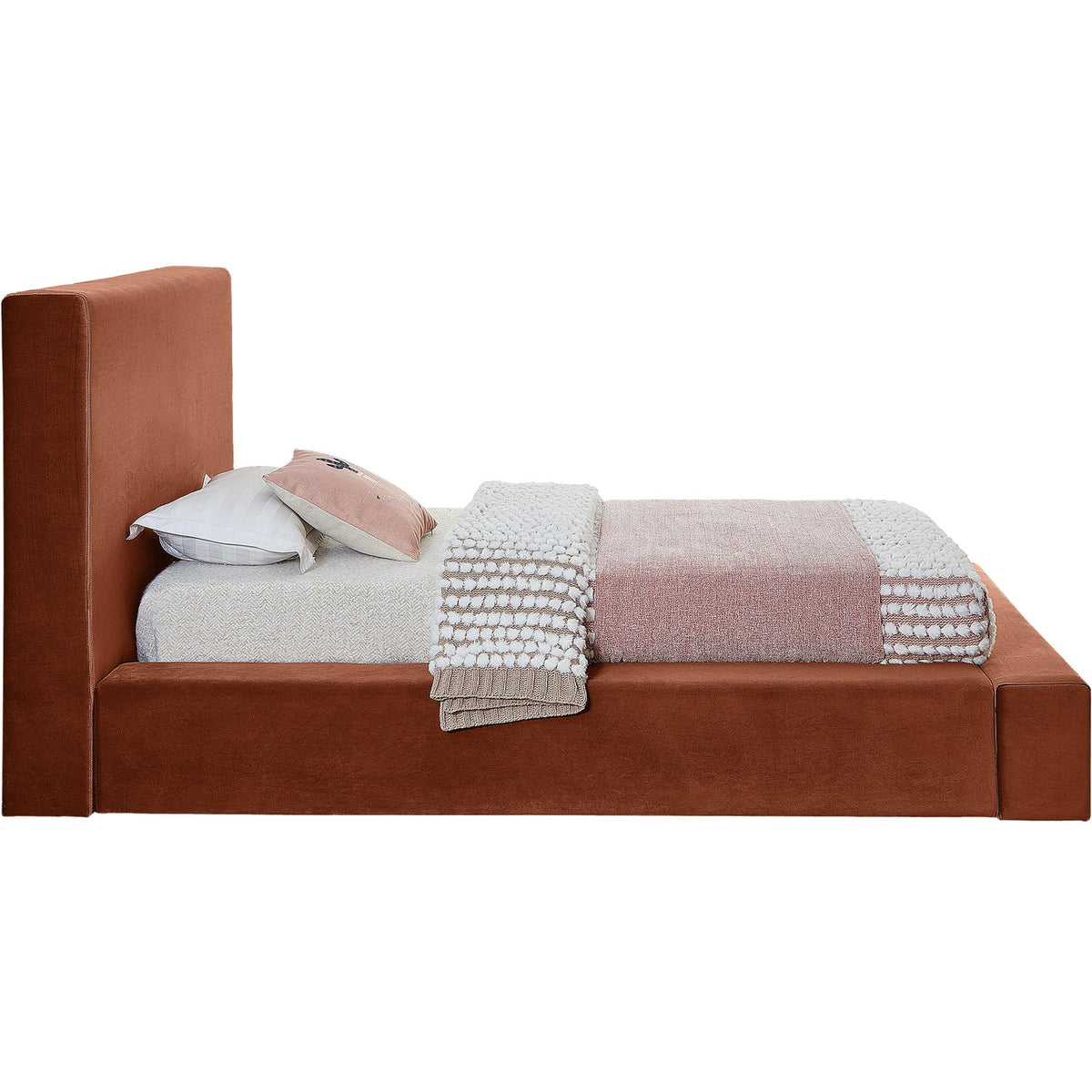 Dorian Cognac Velvet Upholstered Bed