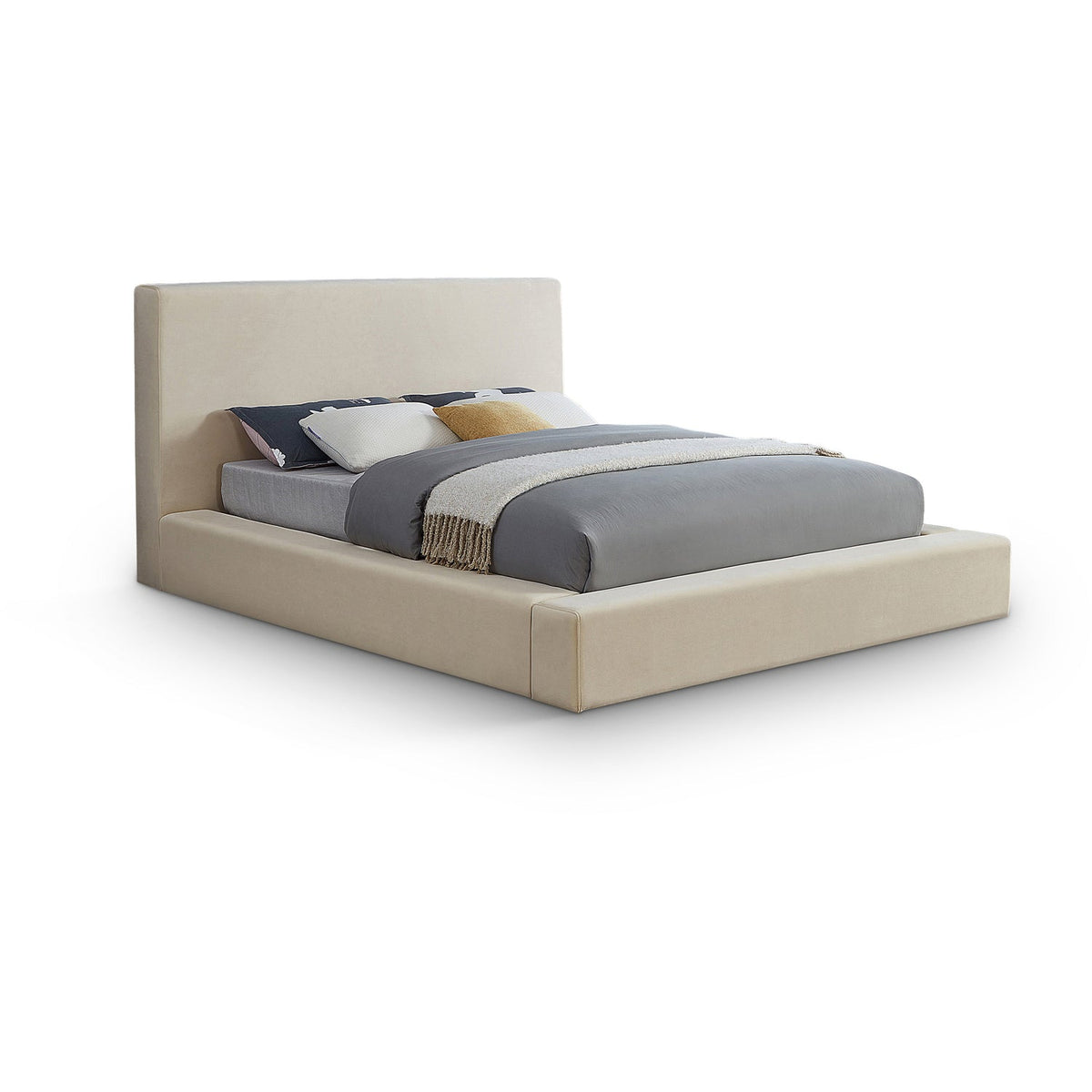Dorian Cream Velvet Upholstered Bed