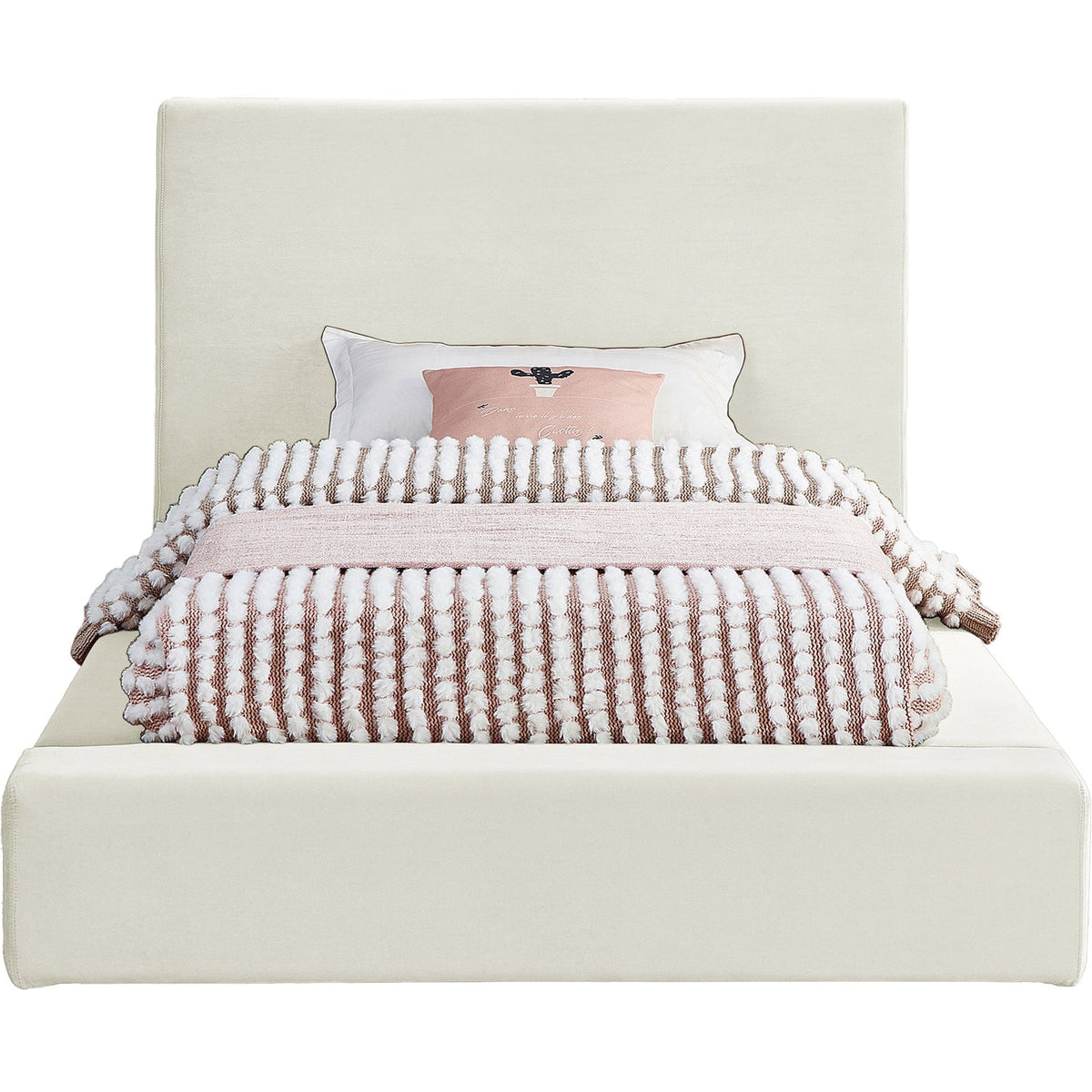 Dorian Cream Velvet Upholstered Bed