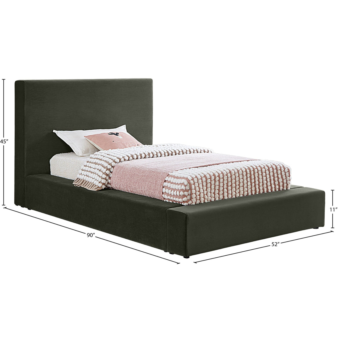 Dorian Green Velvet Upholstered Bed