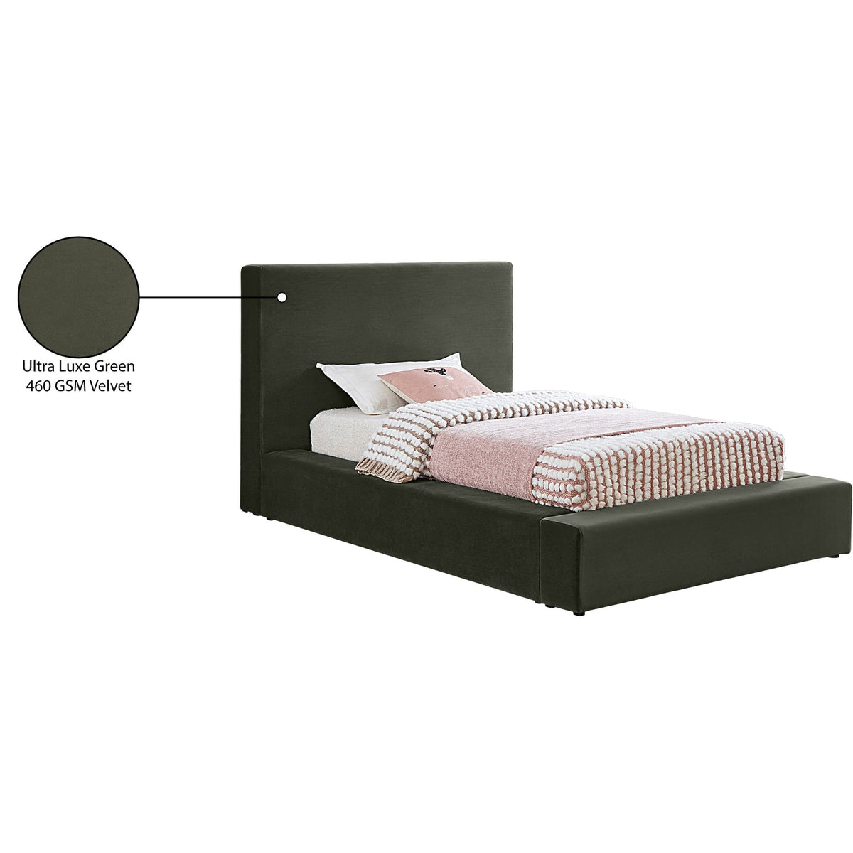 Dorian Green Velvet Upholstered Bed