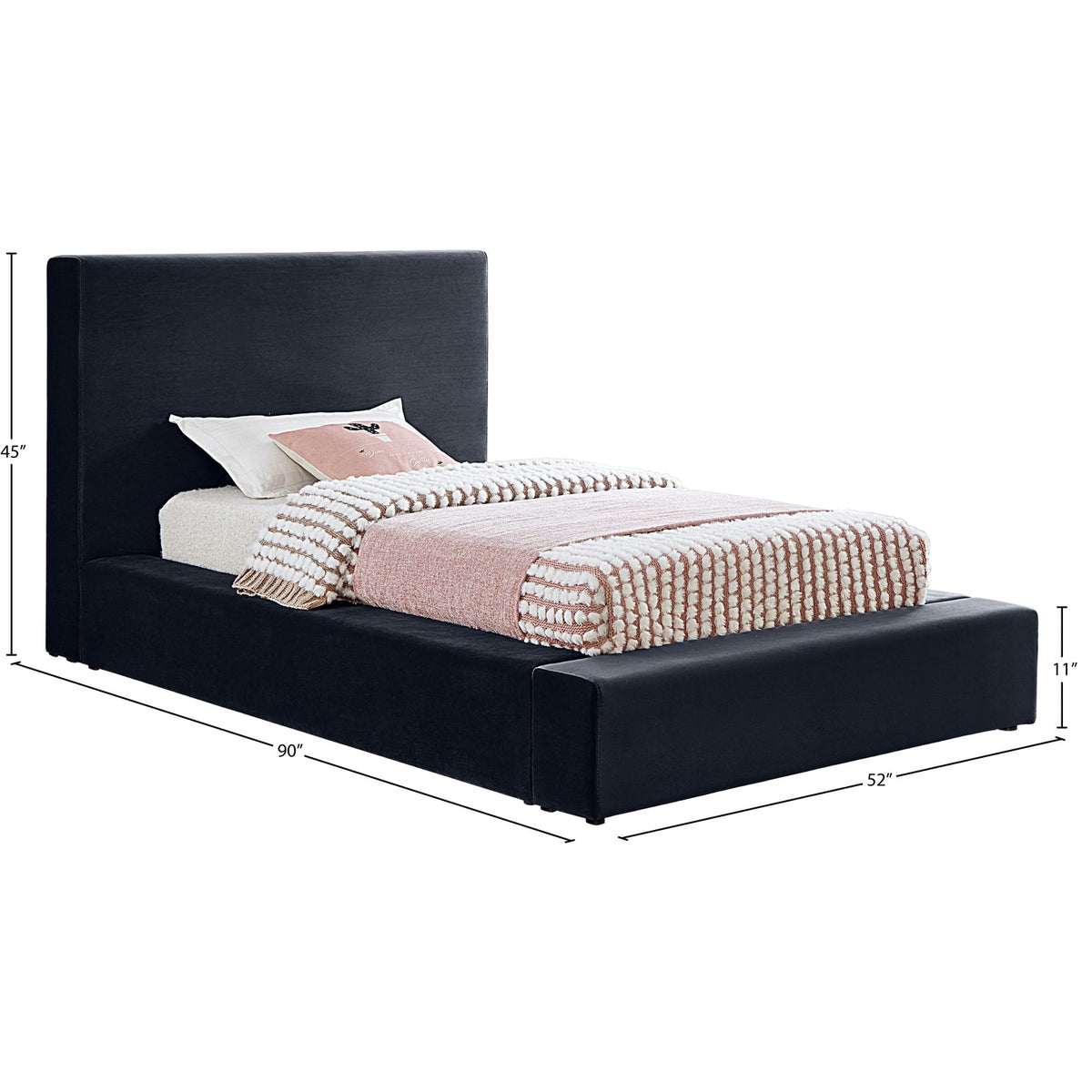 Dorian Navy Velvet Upholstered Bed