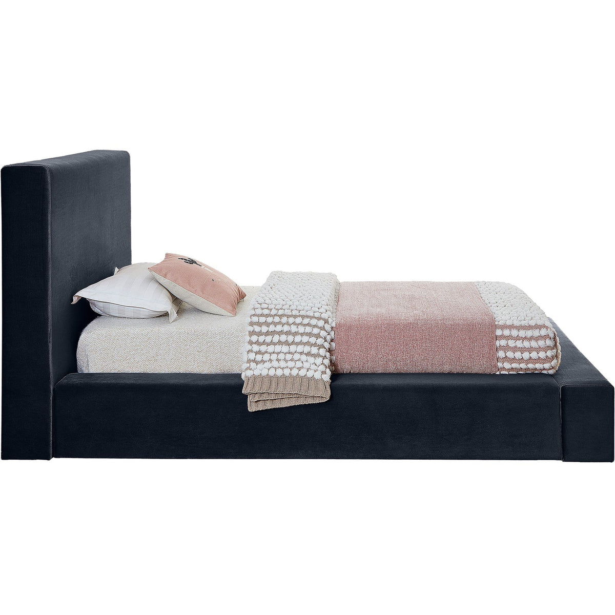 Dorian Navy Velvet Upholstered Bed