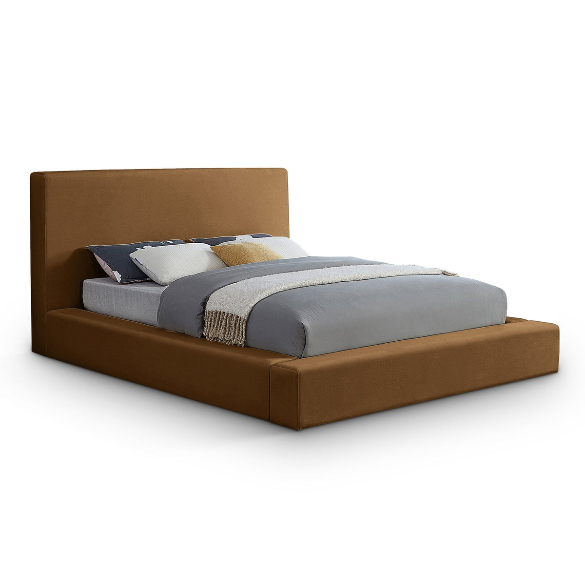 Dorian Saddle Velvet Upholstered Bed