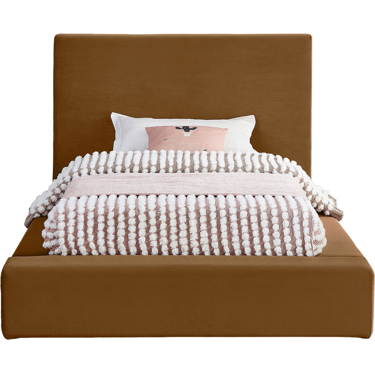 Dorian Saddle Velvet Upholstered Bed