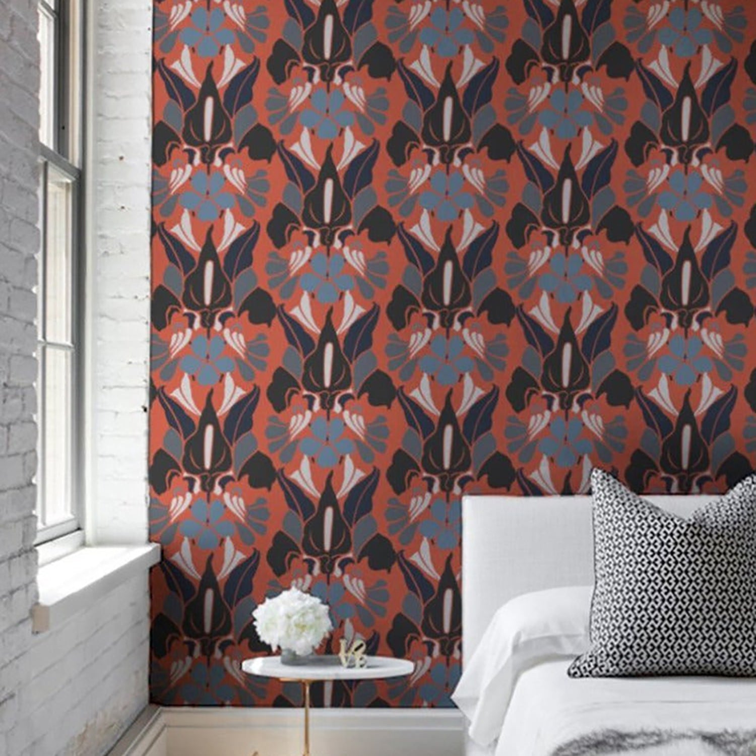 Mitchell Black Dragon Flower Wallpaper