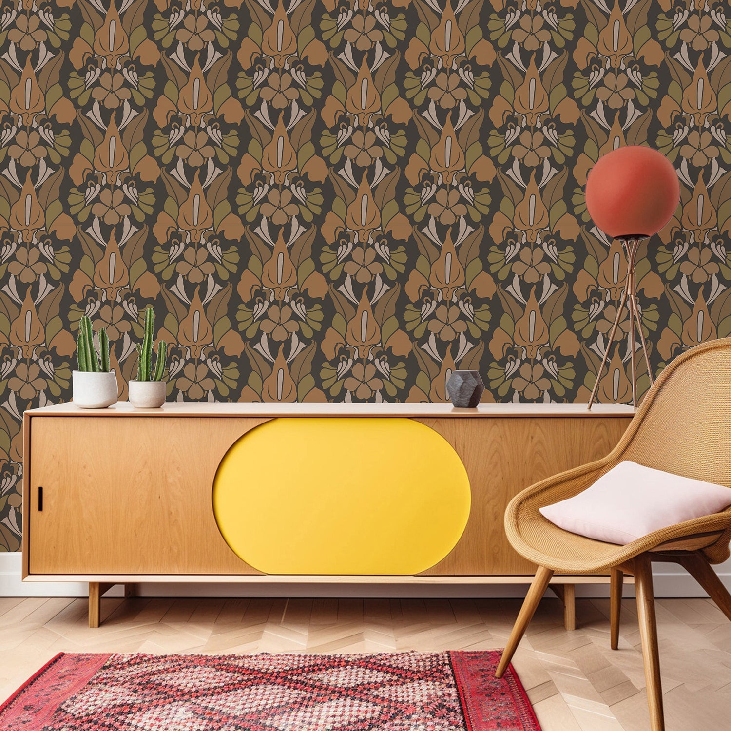 Mitchell Black Dragon Flower Wallpaper