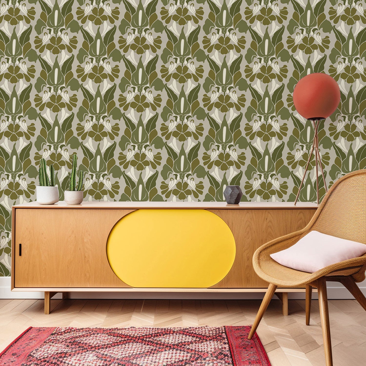 Mitchell Black Dragon Flower Wallpaper