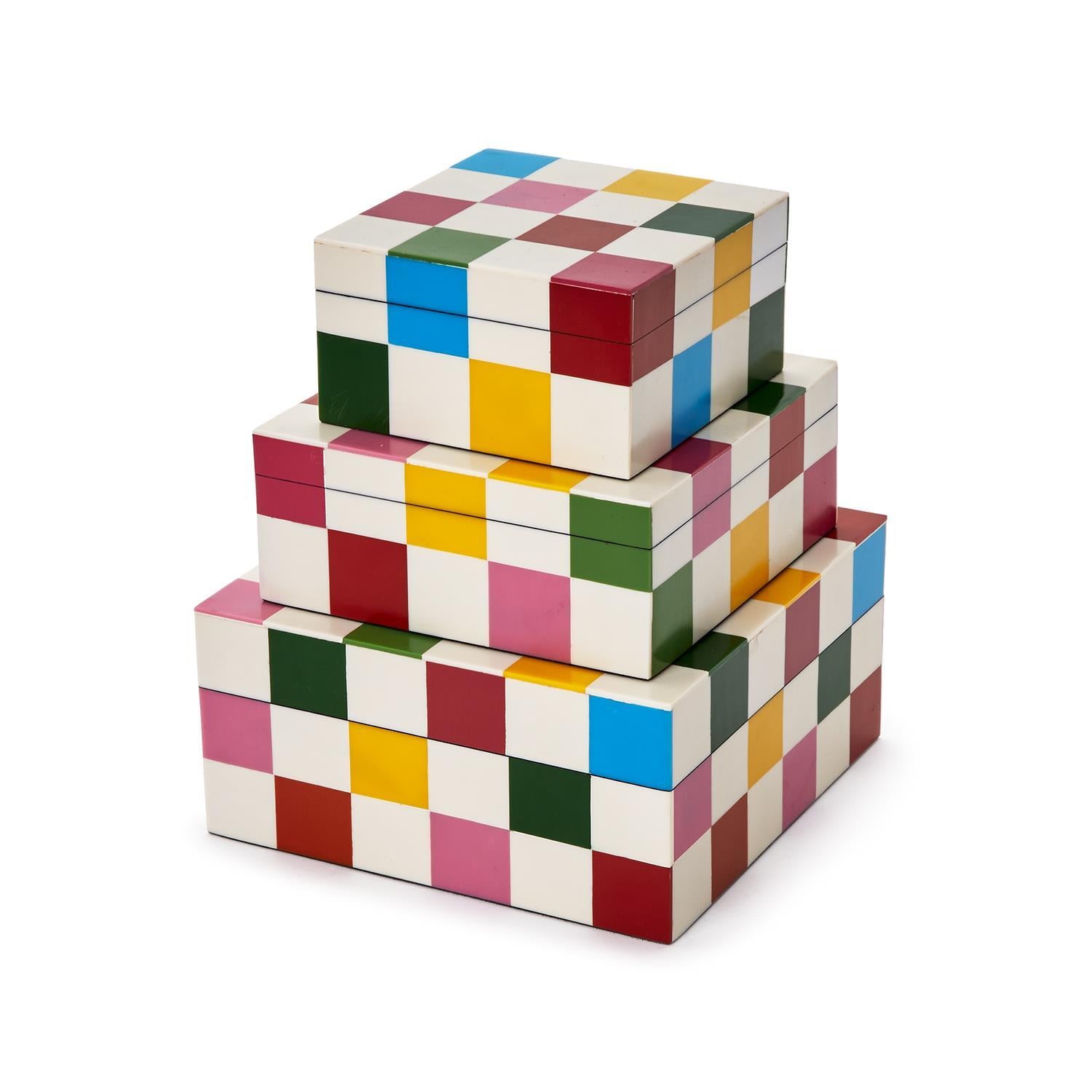 Colorblock Covered Box Set of 3