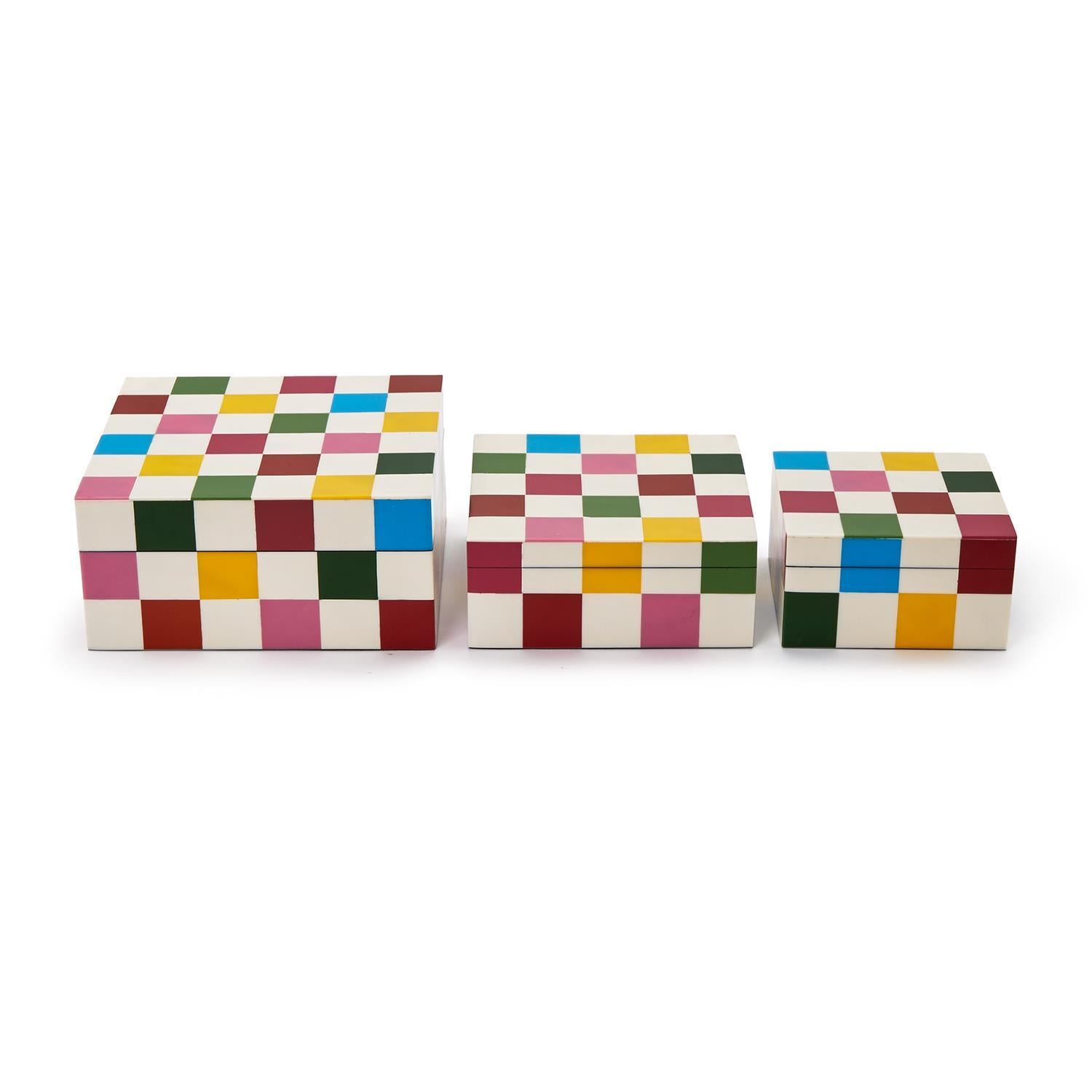 Colorblock Covered Box Set of 3