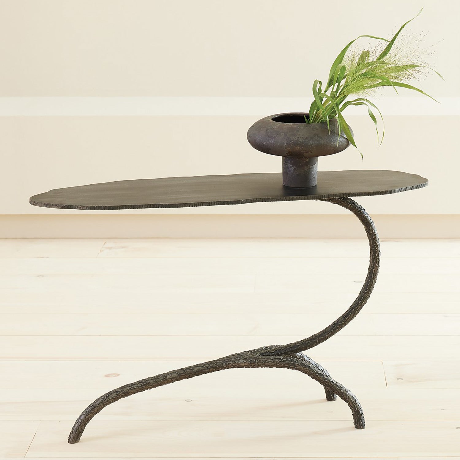 house plant side table Global Views Forest Blossom Side Table-Natural Iron