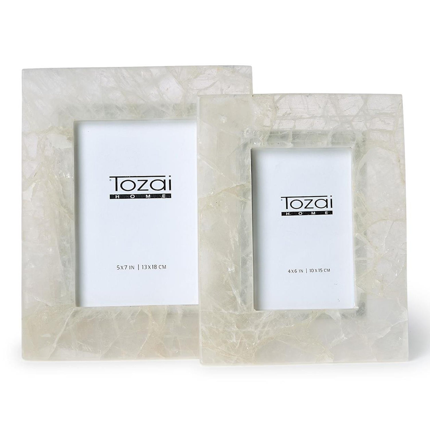 White Quartz Photo Frame Set of 2