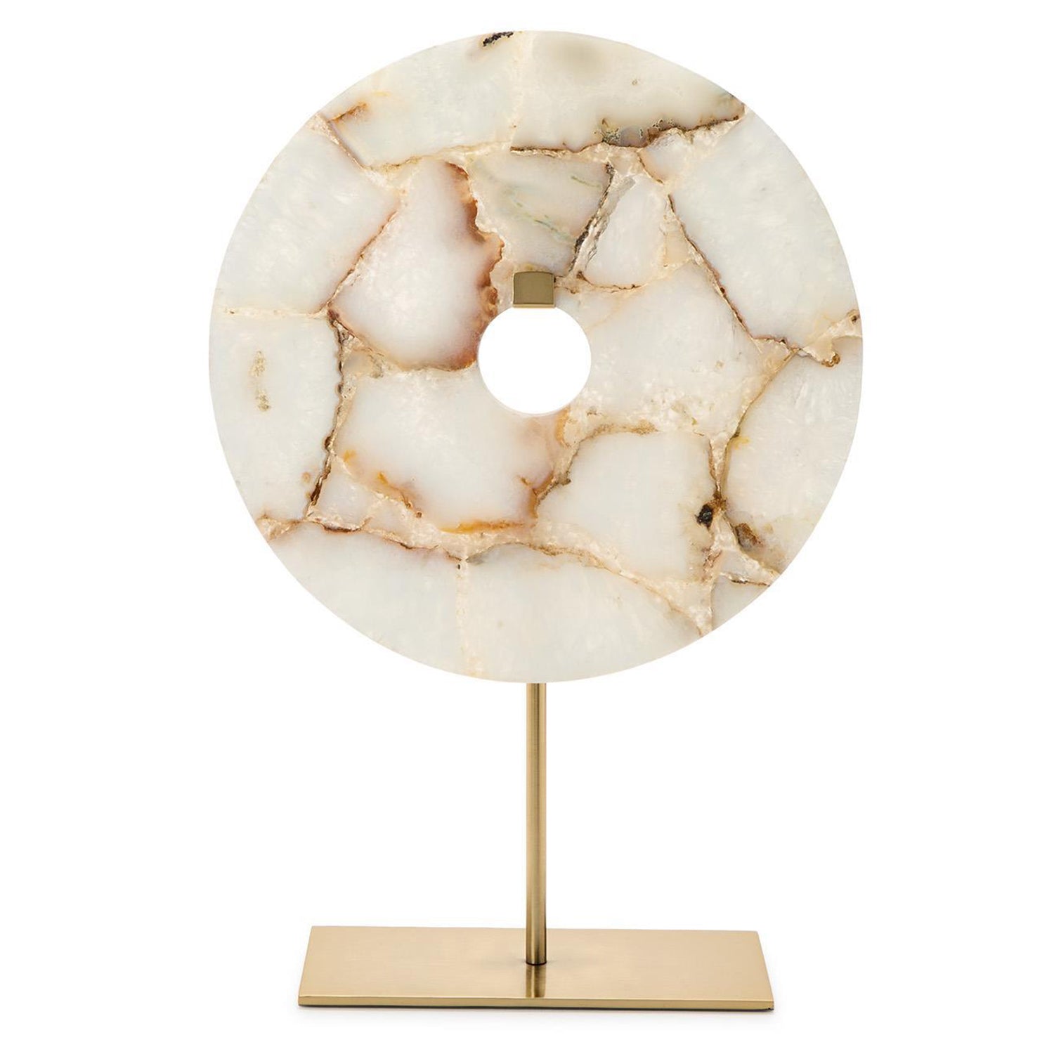 Genuine Agate Round Disc Sculpture on Iron base