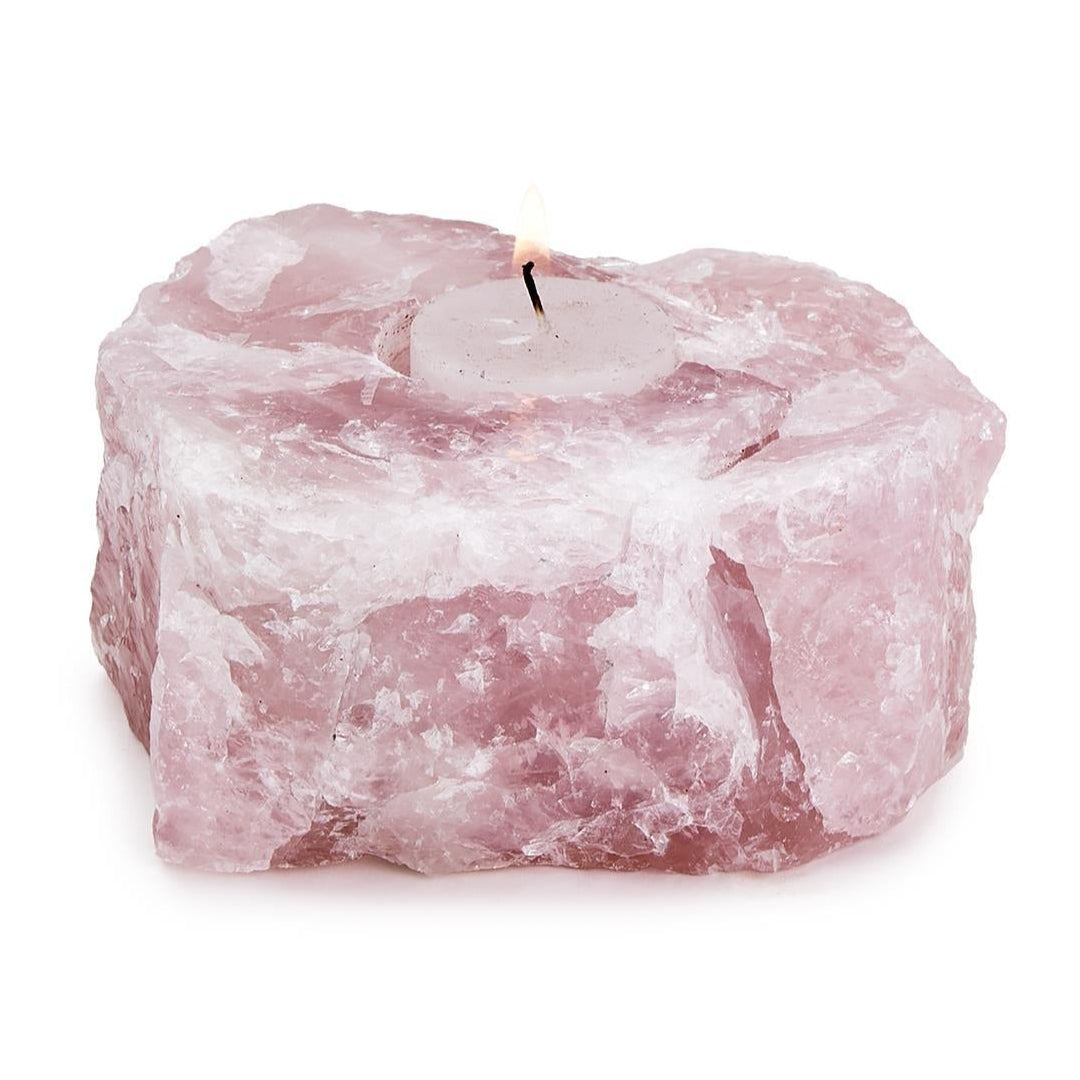 Rose Quartz Crystal Tealight Candle Holder