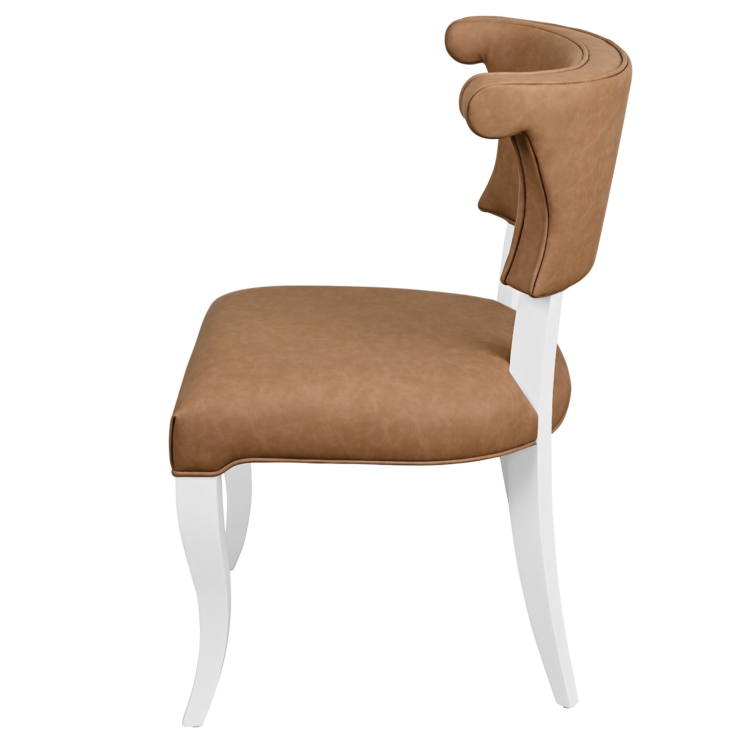 Detail of the Eloise Camel Dining Chair hardware and craftsmanship