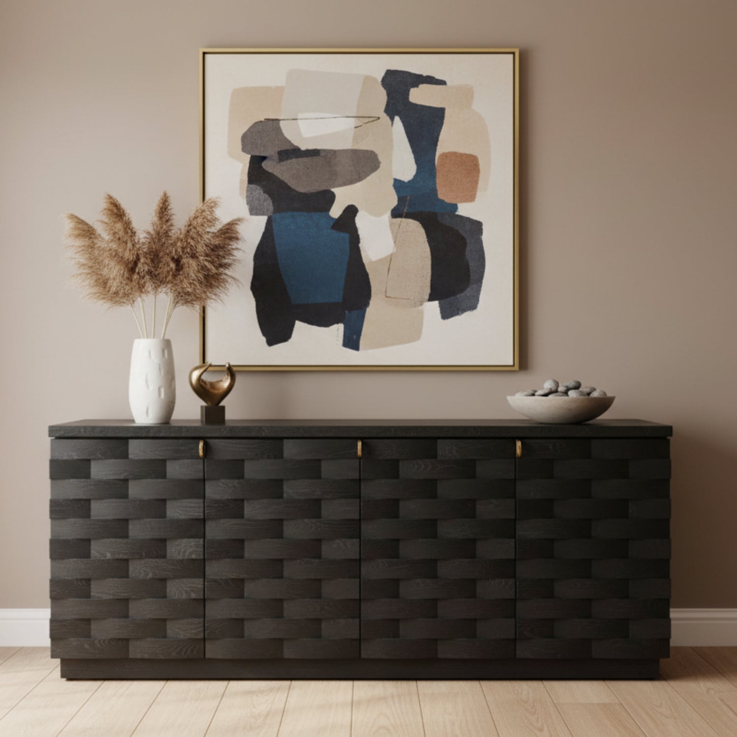 John Richard Tessere Black Four-Door Credenza