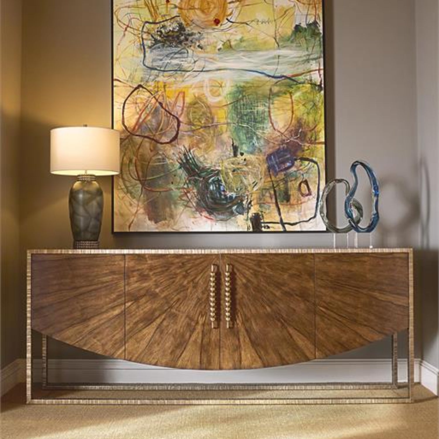 John Richard Korina Four-Door Credenza