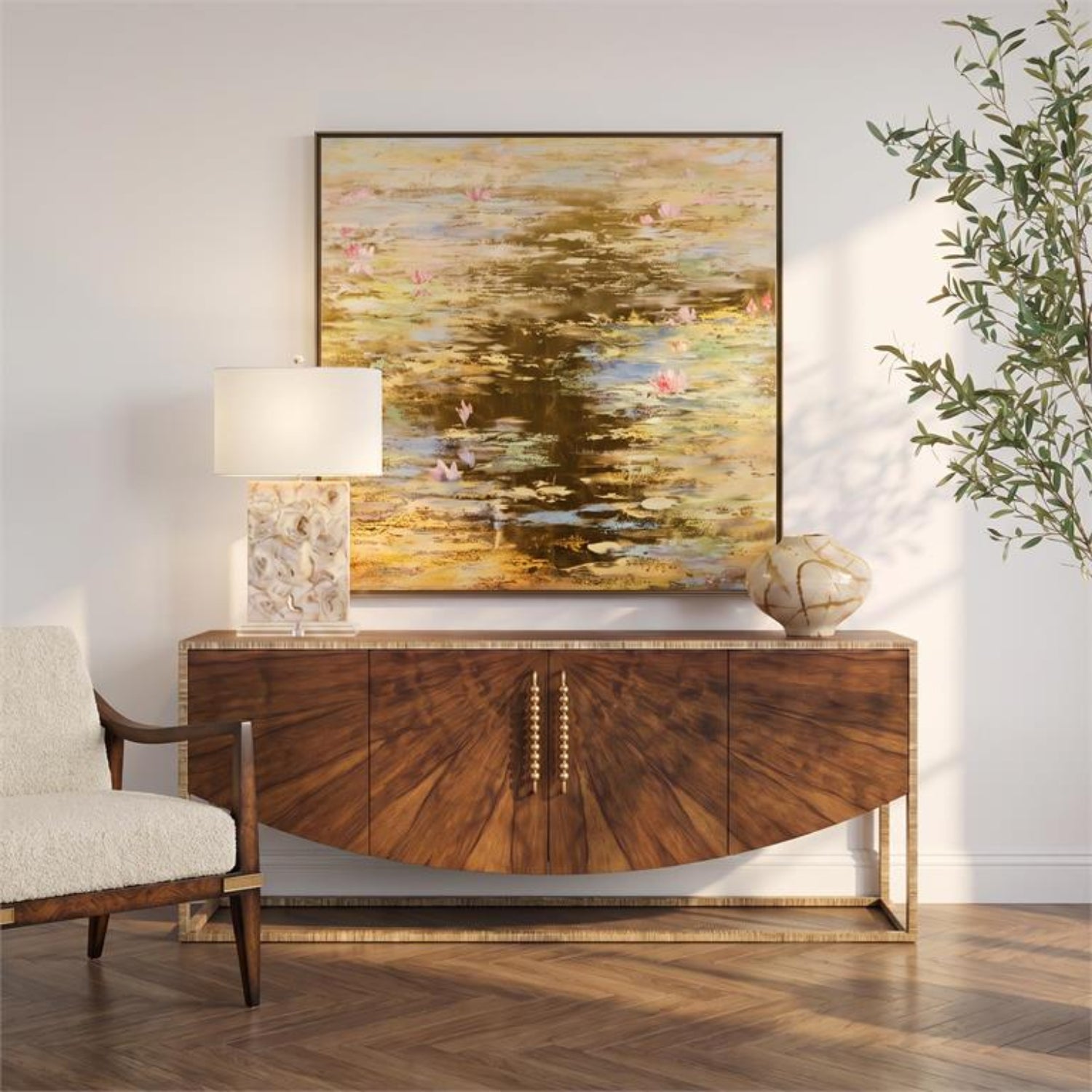 John Richard Korina Four-Door Credenza