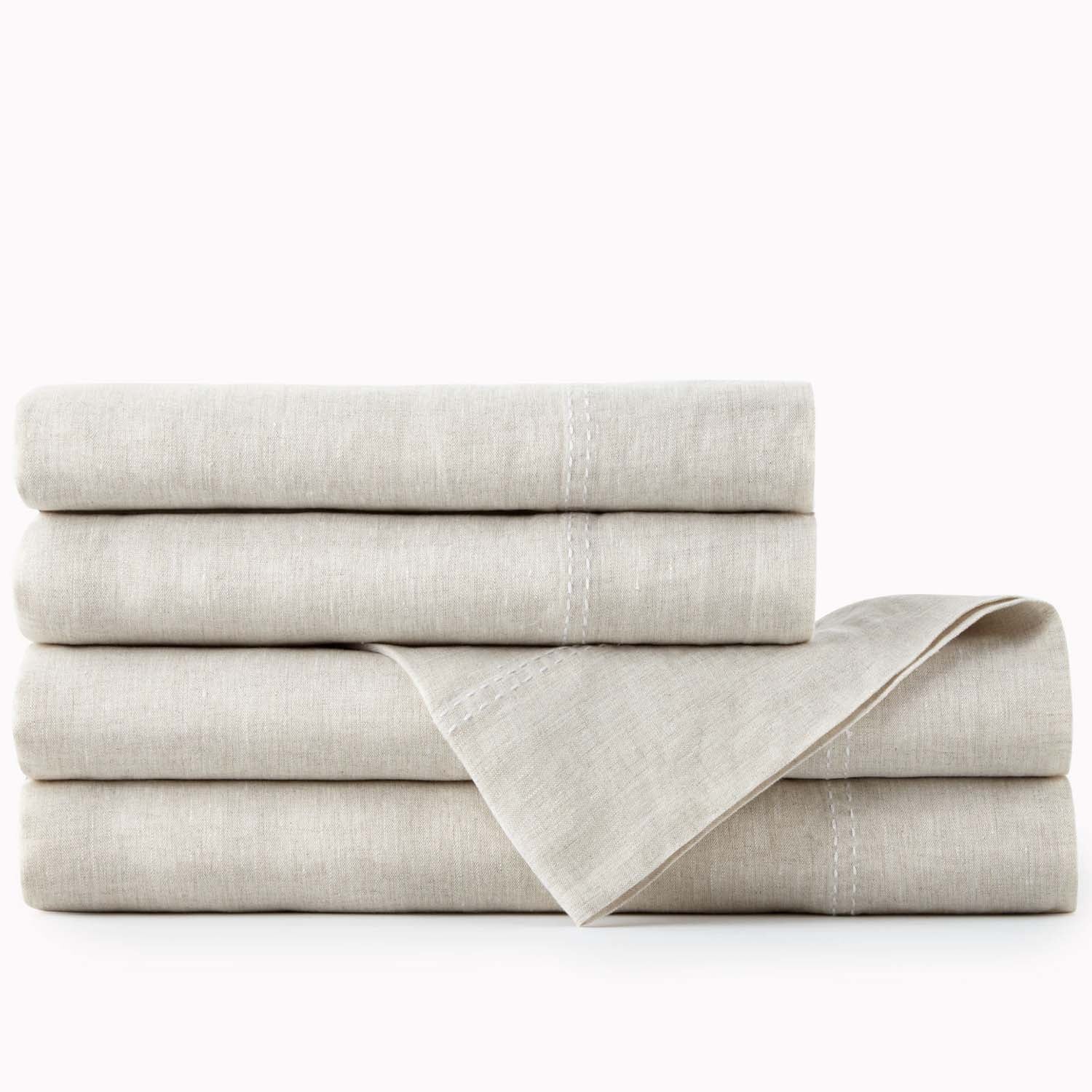 Peacock Alley European Washed Linen Sheet Set