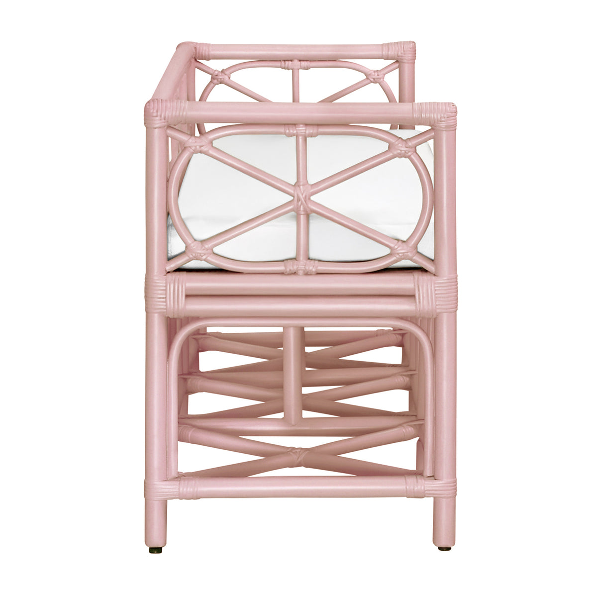 Worlds Away Ferguson Pink Rattan Bench