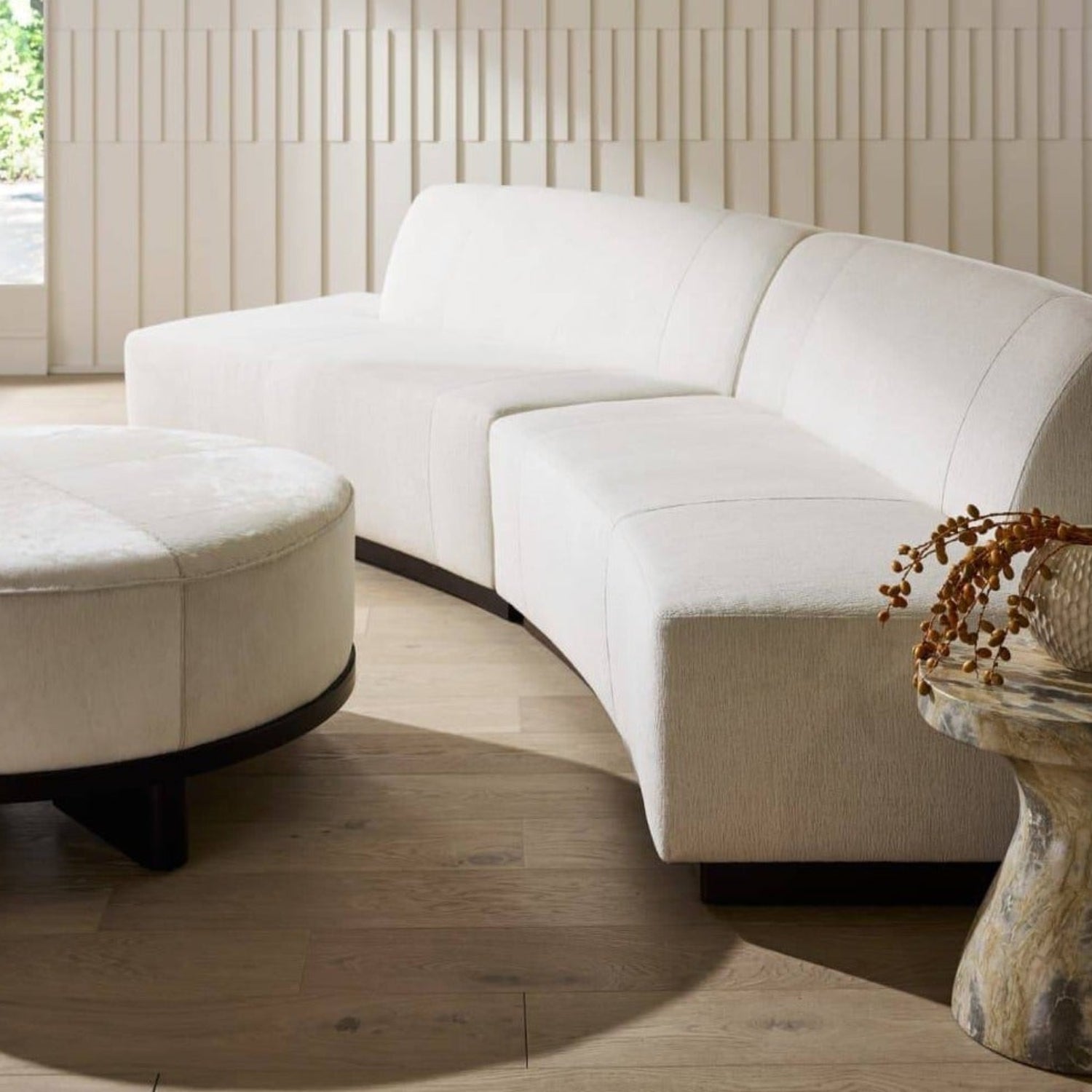 Arteriors Islander Vanilla Performance Boucle Right Sofa