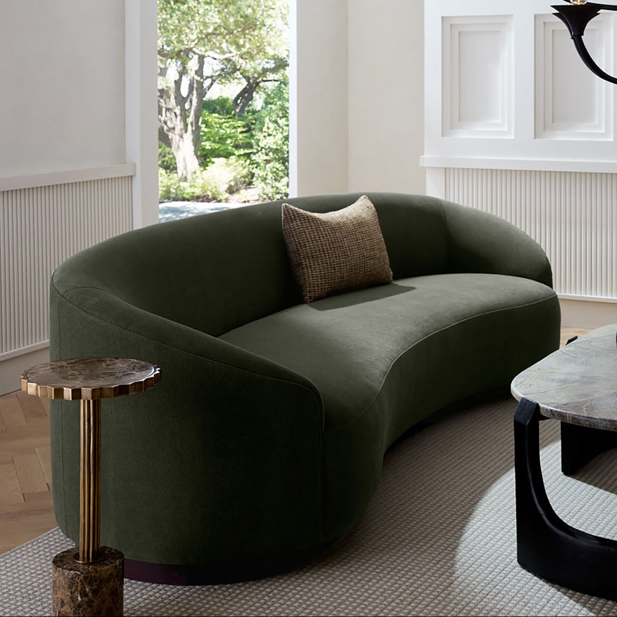 Arteriors Turner Pine Chenille Dark Walnut Sofa