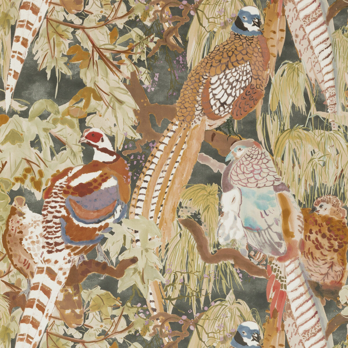 Mulberry Game Birds Charcoal Wallpaper