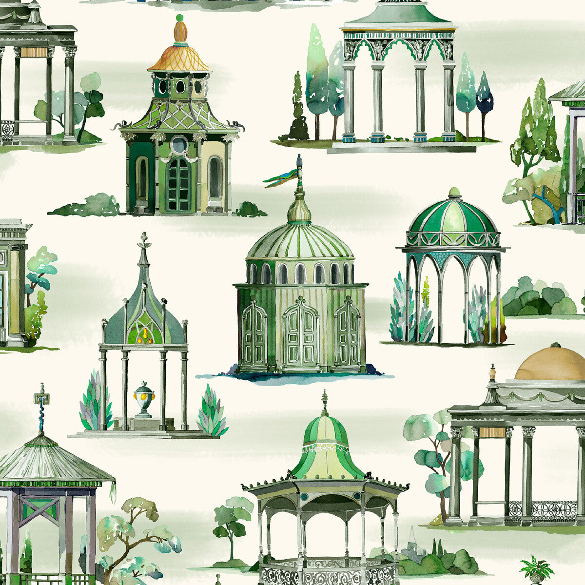 Mulberry Follies Emerald Wallpaper