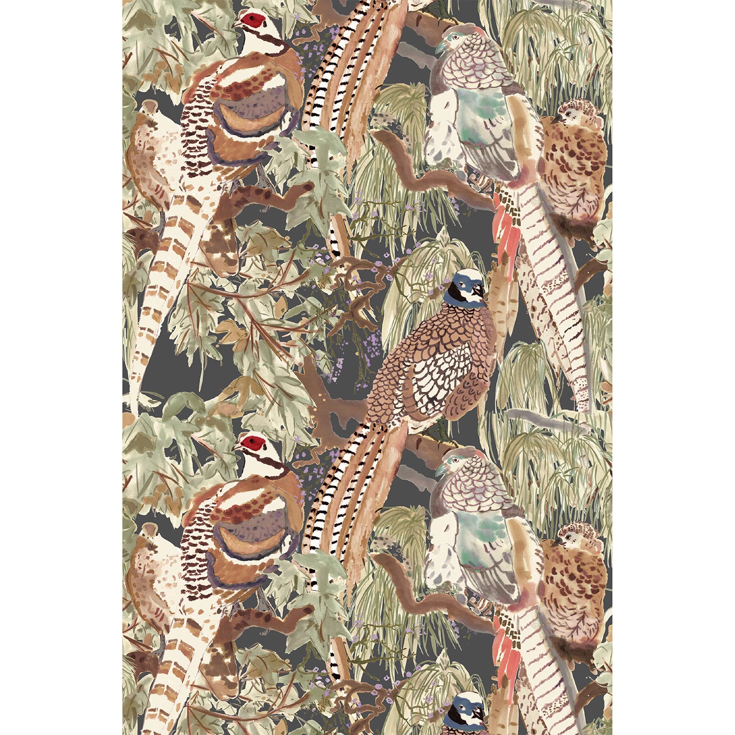 Mulberry Game Birds Charcoal Wallpaper