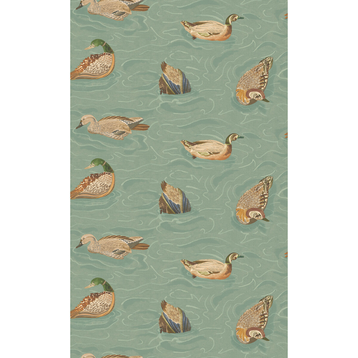 Mulberry Duck Pond Teal Wallpaper