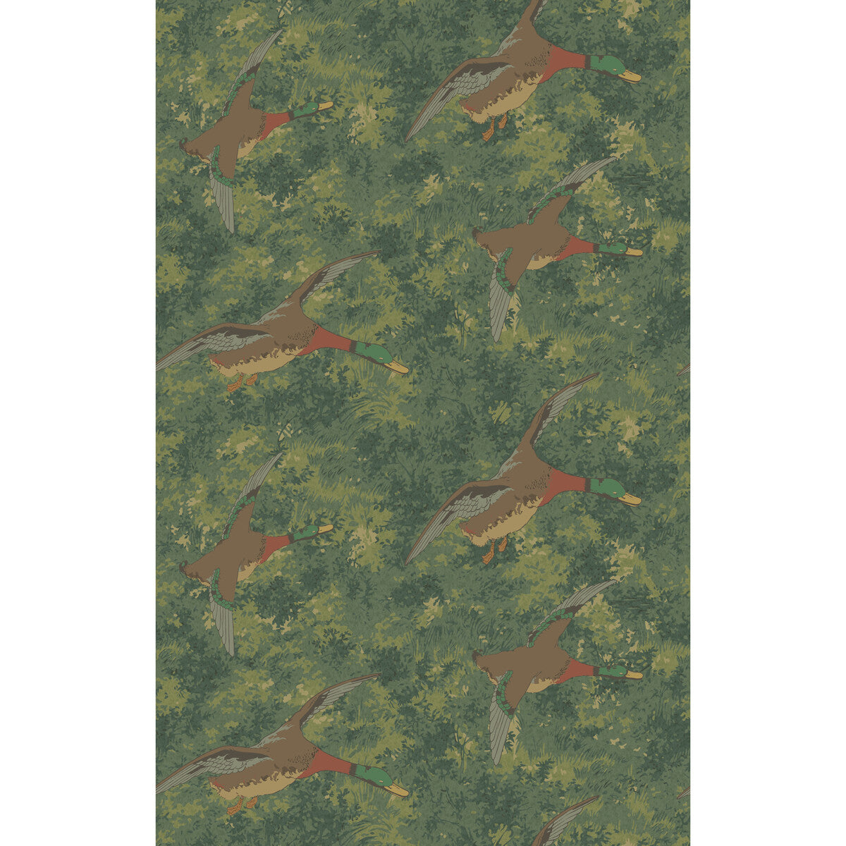 Mulberry Forest Ducks Emerald Wallpaper