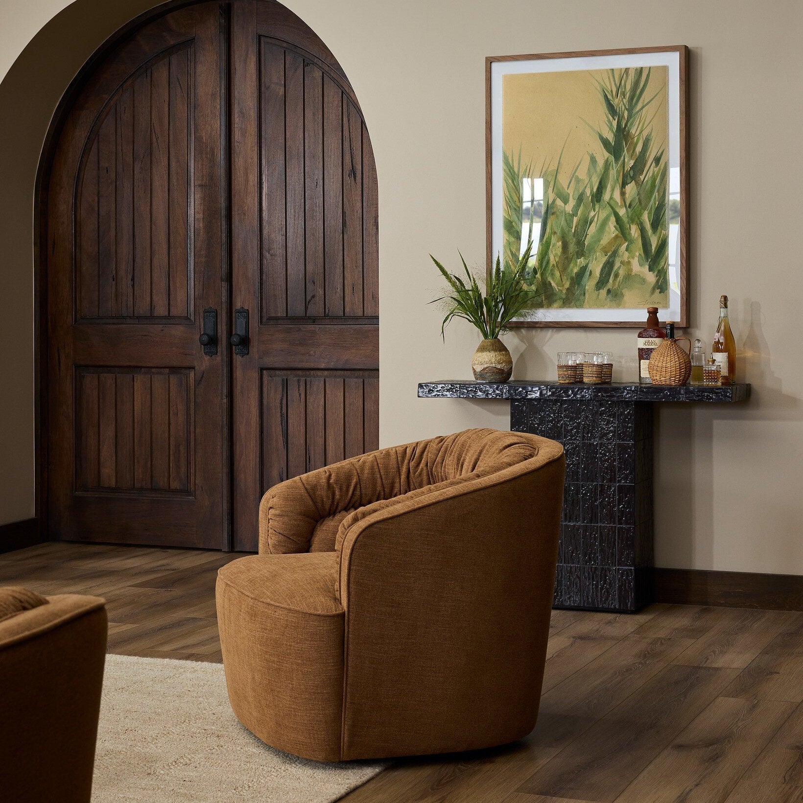 Four Hands Vivienne Laughlin Ochre Swivel Chair - detail view (view 2)