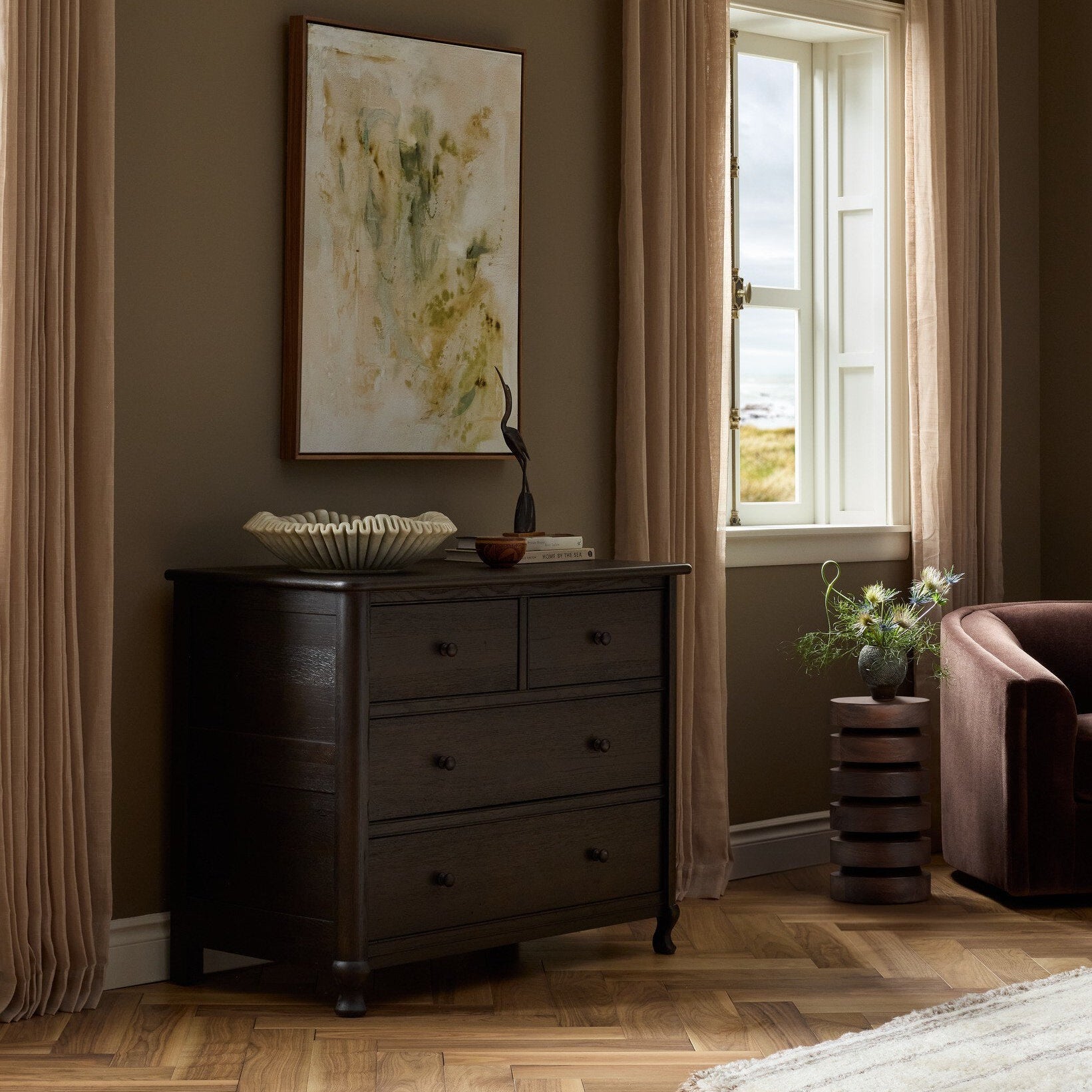 Four Hands Pika Smoked Black Oak Chest craftsmanship detail