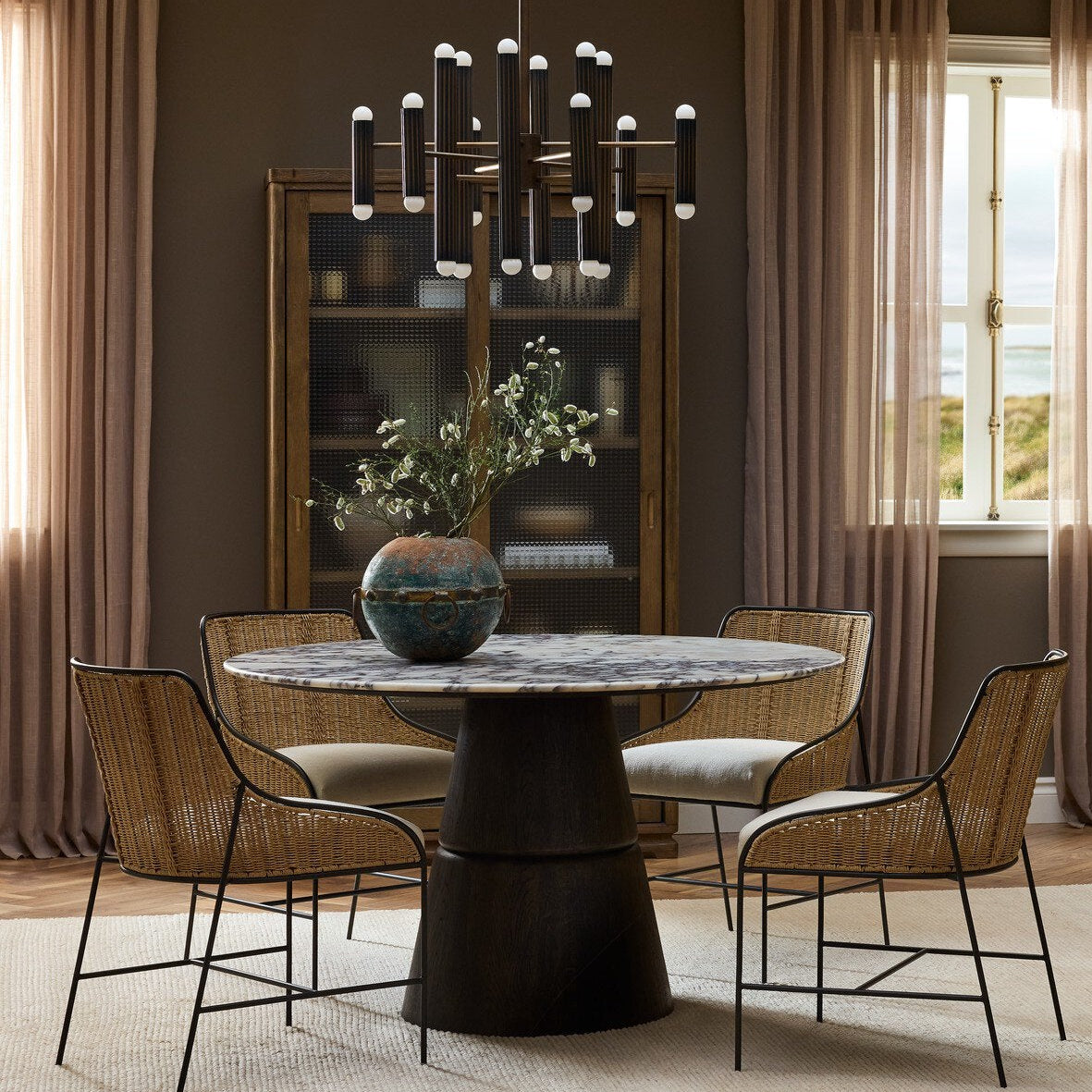 Four Hands Elson Savile Flax Dining Chair in a styled room scene 3