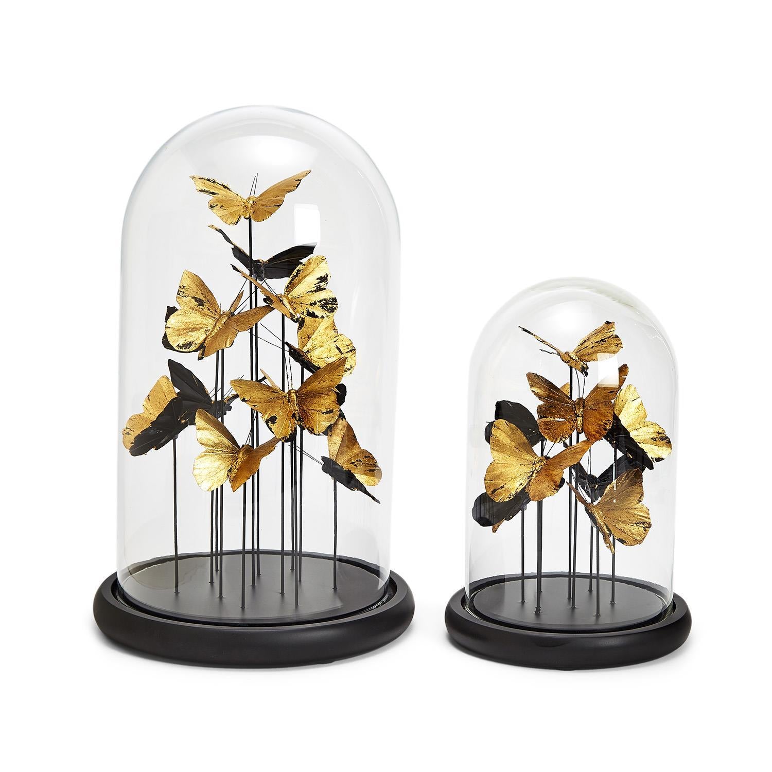 Golden Butterflies in Dome Set of 2