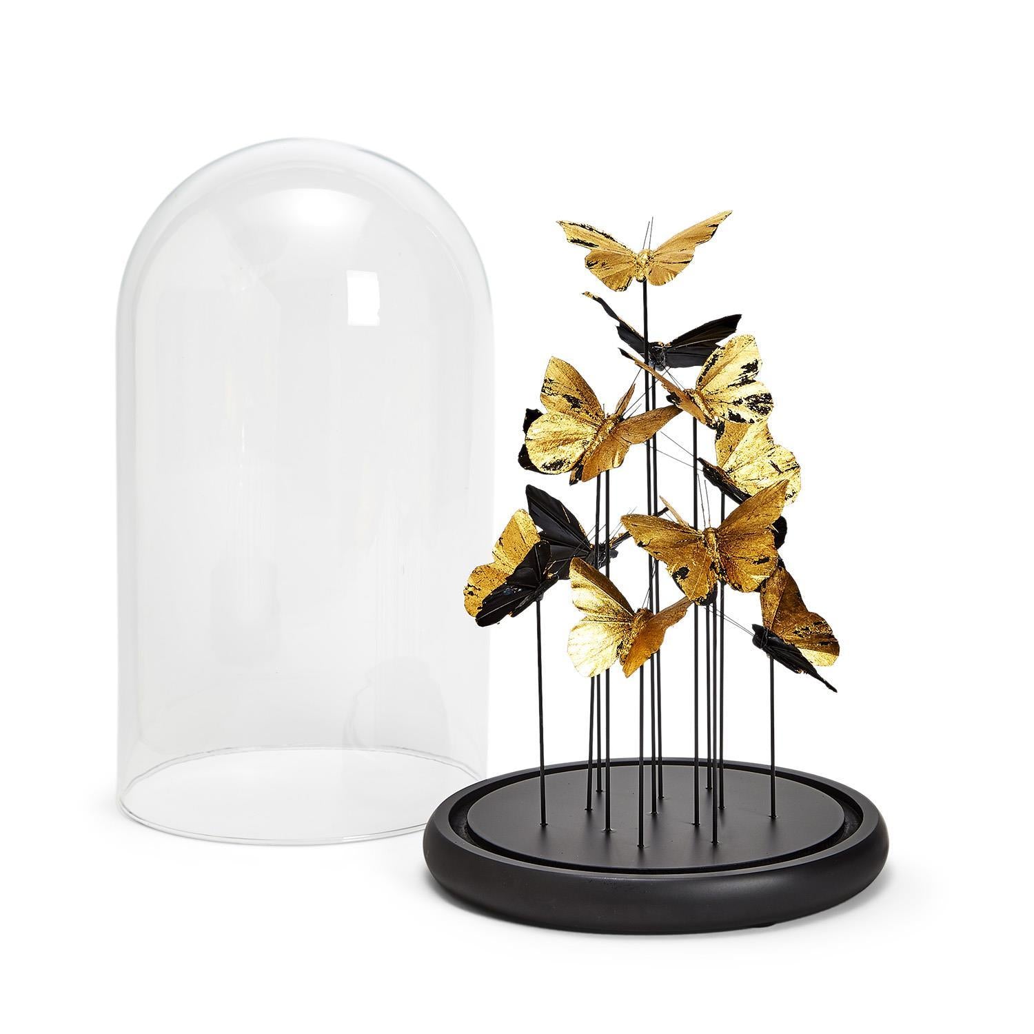 Golden Butterflies in Dome Set of 2
