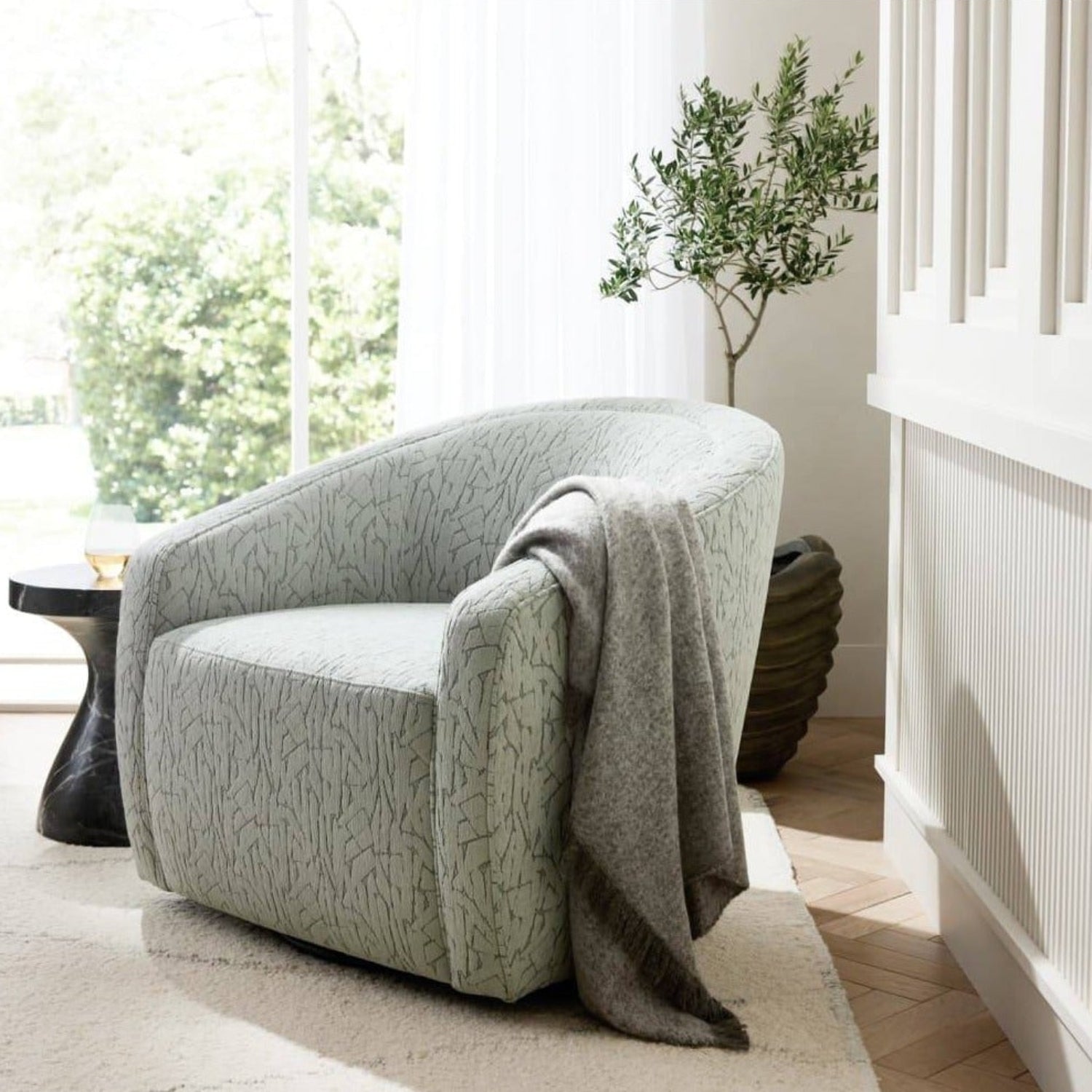 Arteriors Isadora Earl Grey Swivel Chair