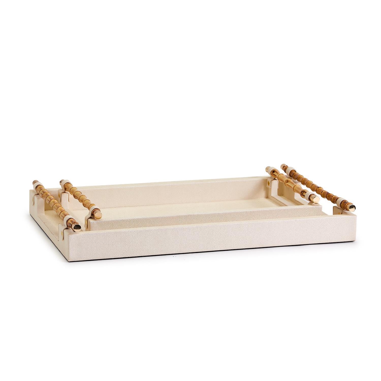 Cream Decorative Rectangle Tray Set of 2