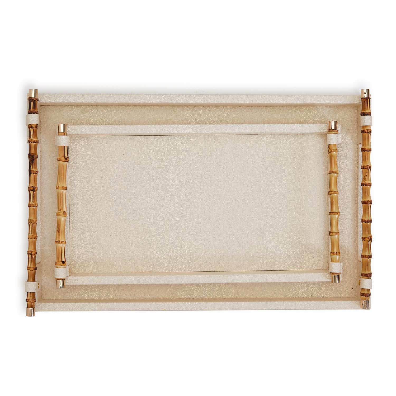 Cream Decorative Rectangle Tray Set of 2