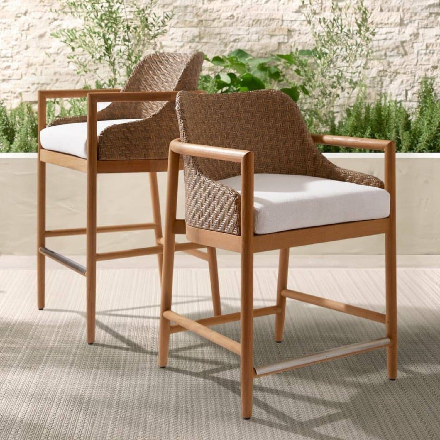 Arteriors Chilton Neutral Outdoor Bar Stool