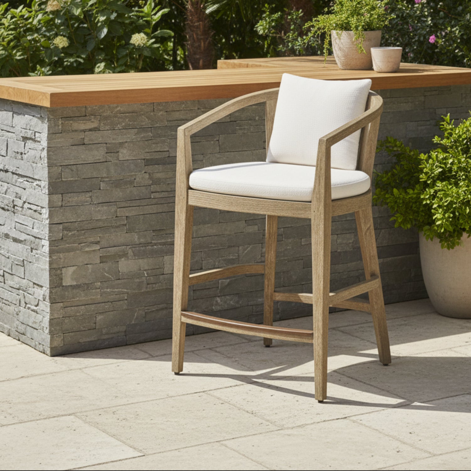 Arteriors Sobek Textured Back Outdoor Counter Stool