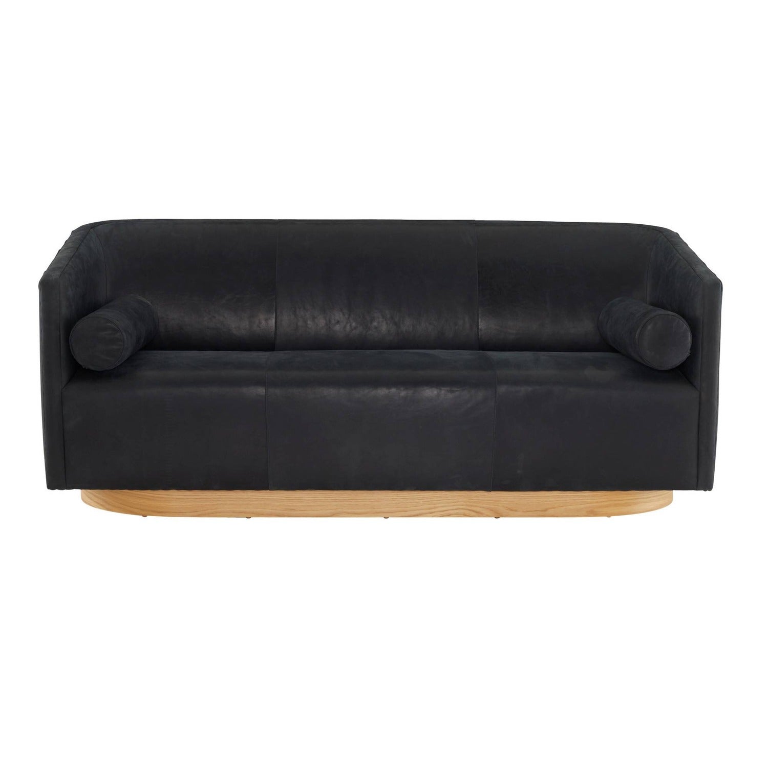 Arteriors Huxley Noir Leather White Oyster Sofa