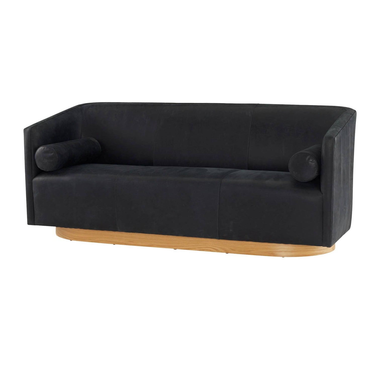 Arteriors Huxley Noir Leather White Oyster Sofa