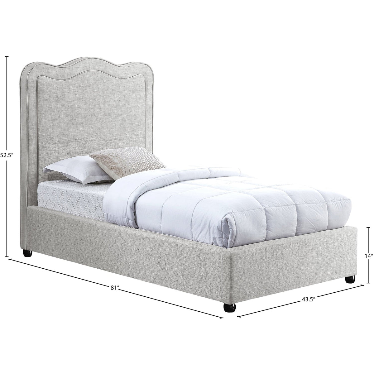Felix Cream Linen Textured Fabric Upholstered Bed