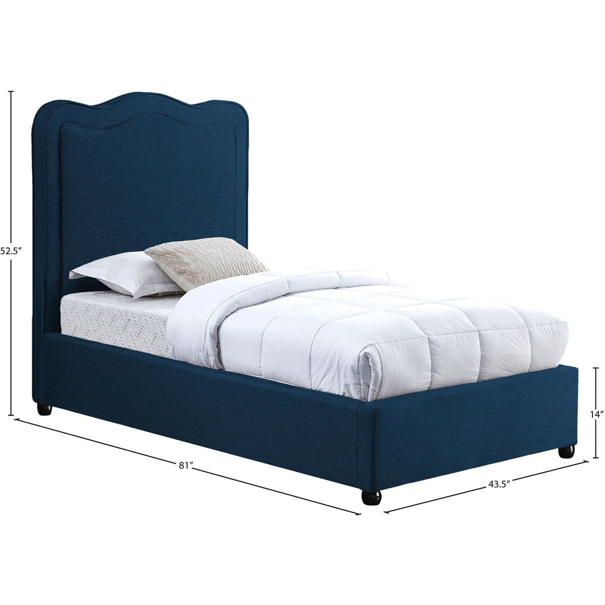 Felix Navy Linen Textured Fabric Upholstered Bed