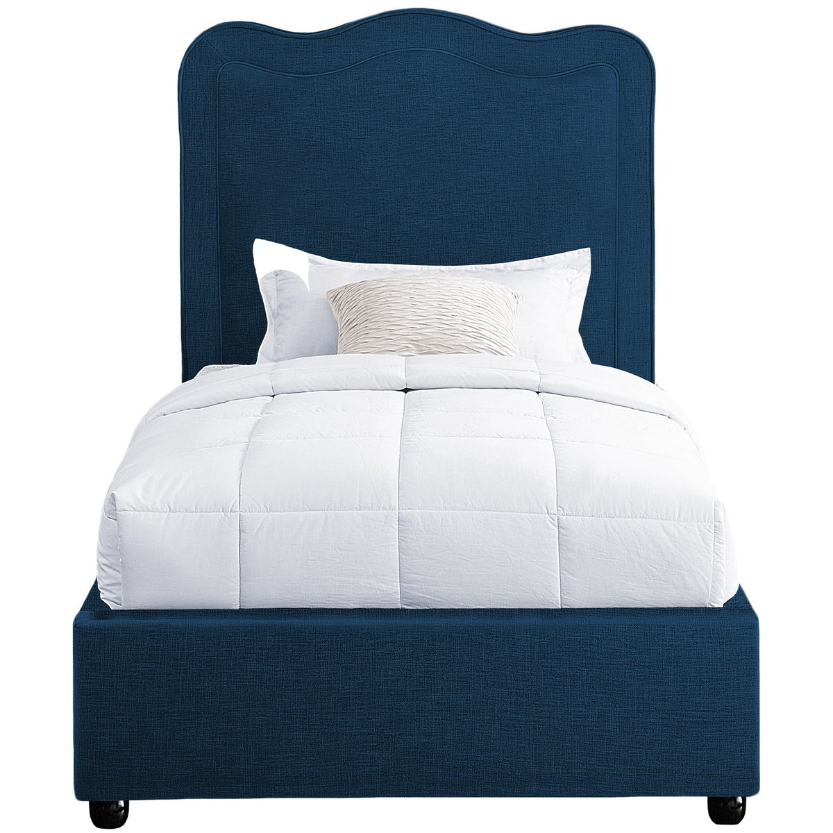 Felix Navy Linen Textured Fabric Upholstered Bed