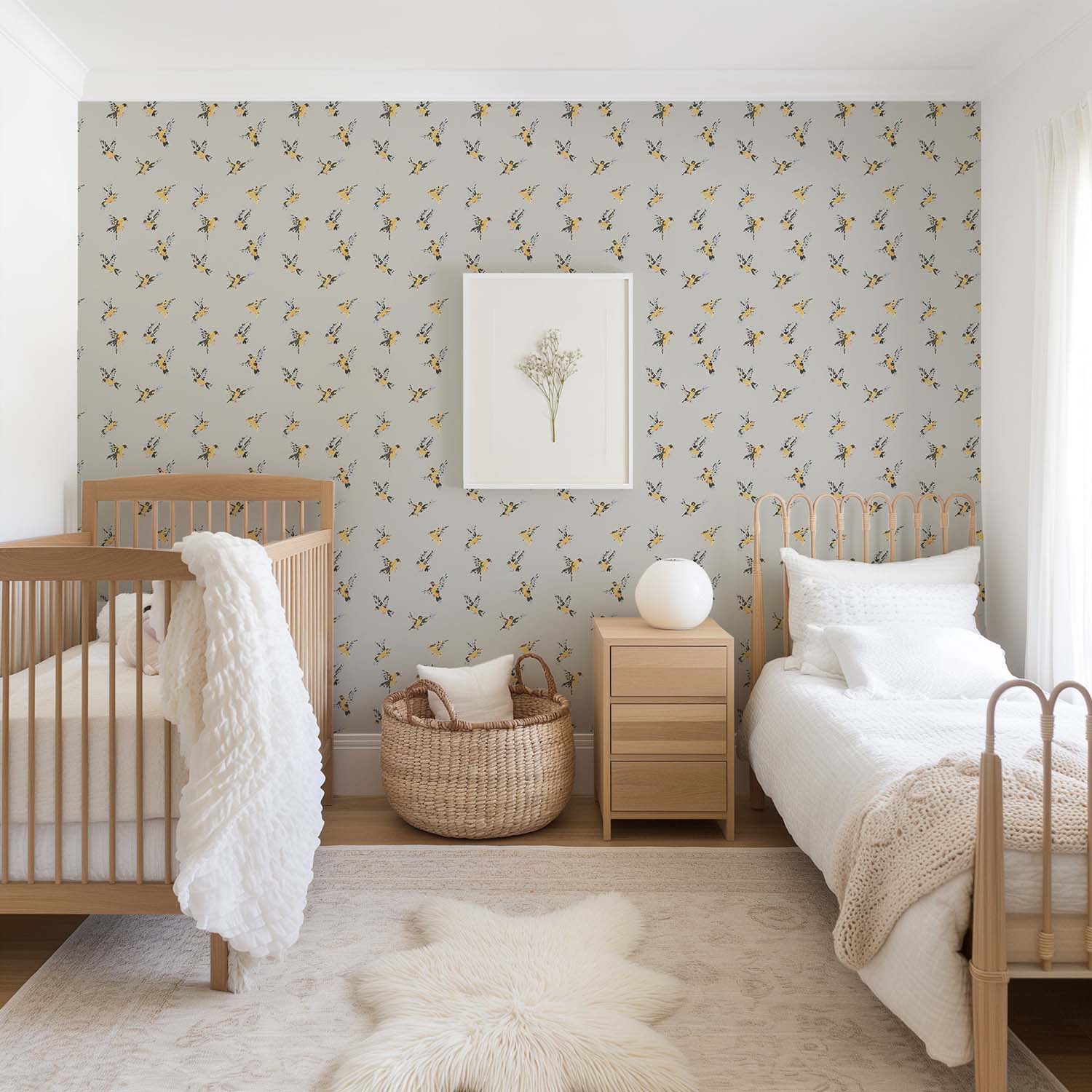 Mitchell Black Flight of the Finches Wallpaper