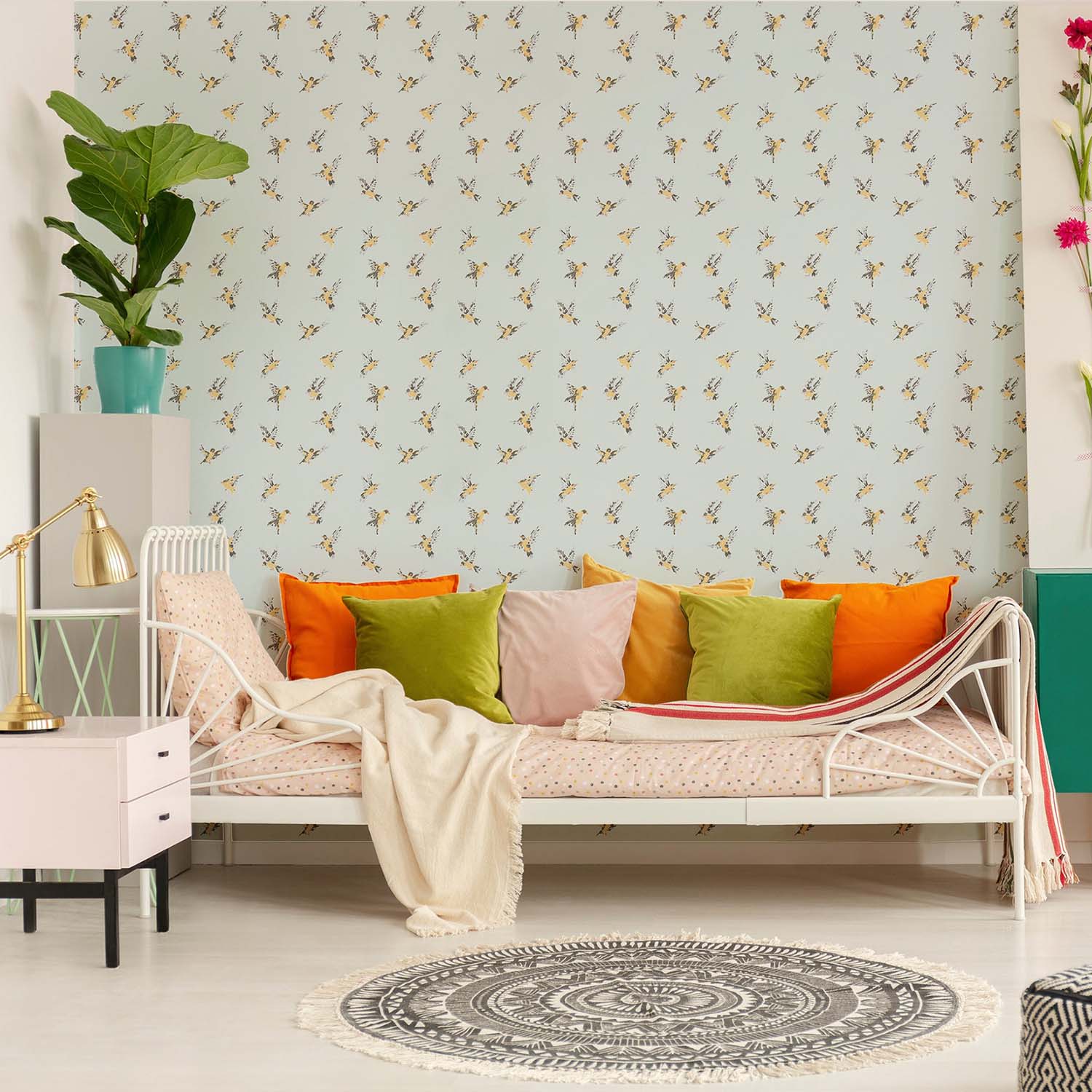 Mitchell Black Flight of the Finches Wallpaper